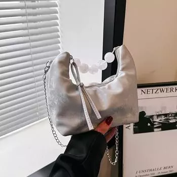 2024 новый эстетический досуг персонализированный цепной тренд простая сумка женская сумка через плечо косая сумка для пельменей чёрный