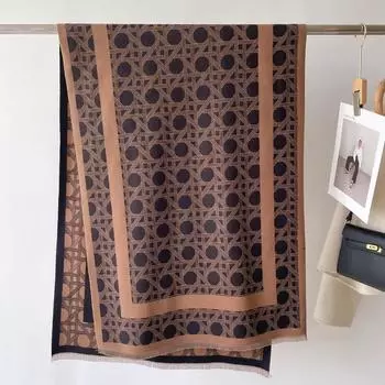 2024 Новый этнический стиль Растительный Цветочный Имитационный Кашемировый Шарф, Женский Зимний Новый Теплый и Толстый Длинный Жаккардовый Шаль Шарф 66x186cm