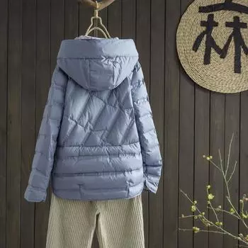 2024 Новый Белый Утиный Пуховик Легкий Пуховик Женская Короткая Модная Однотонная Универсальная Портативная Зимняя Куртка Tide S