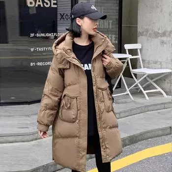 2024 новый белый утиный пуховой пуховик средней и длинной длины с капюшоном модный и теплый универсальный утолщенный пуховик S size 90-60kg белый