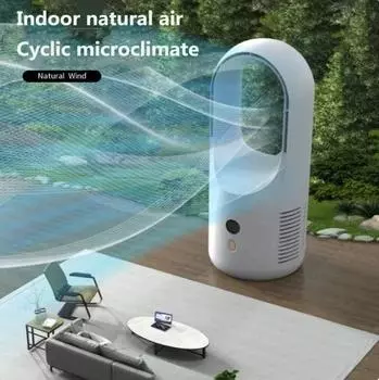 2024 Новый безлопастной вентилятор со светодиодным дисплеем, настольный безвентиляторный кулер с лезвиями, охлаждающий вентилятор для офиса, портативный бесшумный вентилятор с зарядкой типа C
