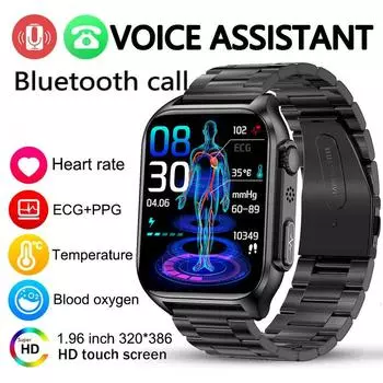 2024 Новый Bluetooth Звонок Мониторинг Сна ЭКГ+ПГГ Смарт-Часы Мужчины Частота Пульса Артериальное Давление Кислород Температура Тела IP67 Смарт-Часы leather коричневый