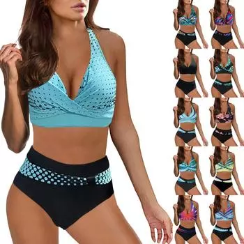 2024 Новый Бохо Купальники Женские Летние Инди Фолк Принт Мягкие Купальники Танкини Комплект Купальники Плавание Купальный Костюм Traje De BaO M зелёный