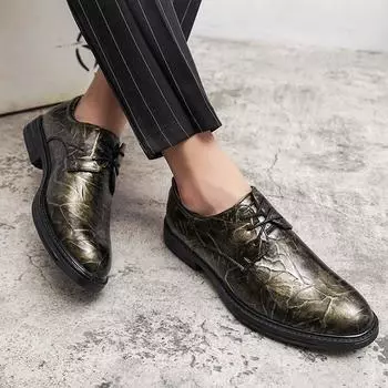 2024 Новый британский мужской модный тренд, одинарные туфли, деловые повседневные кожаные туфли, японская круглая мужская обувь большого размера 38