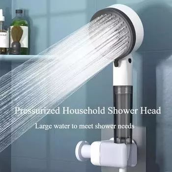 2024 Новый бытовой фильтр для душа с наддувом, 3-ступенчатая регулировка, несколько фильтров, 1-кнопочная остановка подачи воды, душевой набор для ванной комнаты белый