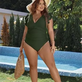 2024 Новый цельный купальник больших размеров Сексуальный купальник 1XL бордовый