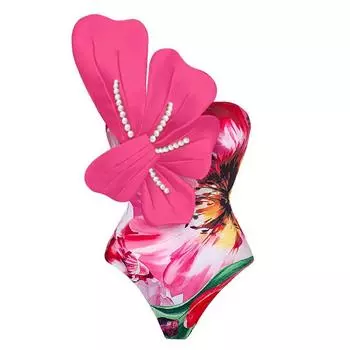 2024 Новый цельный купальник с цветочным принтом, роскошный женский купальник, Монокини, боди, купальный костюм, пояс, пляжная одежда S