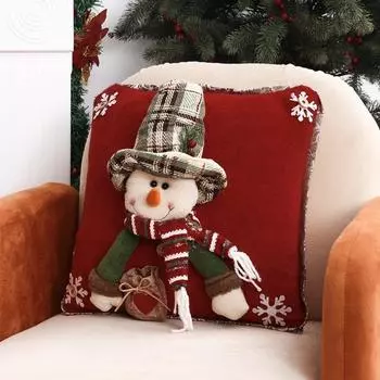 2024 новый чехол для подушки с вышитым оленем пожилой человек снеговик рождественская подушка украшение для дивана подушка украшение для дома орнамент