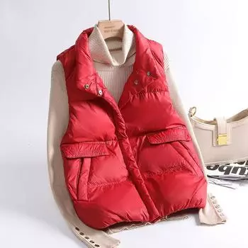 2024 новый чехол для сумки пуховый жилет женский зимний белый утиный пух верхняя одежда корейская версия свободный жилет жилет жилет верхняя одежда S 90-62.5 kg