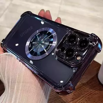 2024 Новый чехол Simplicity Plating Back с защитой от ударов для iPhone 11 12 13 14 15 Pro Max Plus с магнитной беспроводной зарядкой For IPhone 15 ProMax