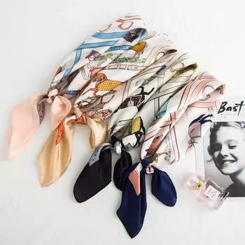 2024 Новый Четырехсезонный Шелковый Шарф Маленький Квадратный Шарф Женский Универсальный Декоративный Шарф Печатный Шарф 70*70cm