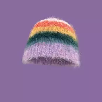 2024 новый цвет допамин плюшевая шапка для бассейна женская осенне-зимняя теплая ветрозащитная вязаная шапка с изображением лица маленькая шерстяная шапка M56-58cm