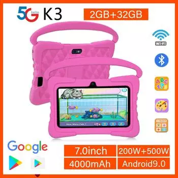 2024 Новый детский планшет BDF 7 дюймов Android 9.0 32 ГБ ПЗУ 5G WiFi планшеты