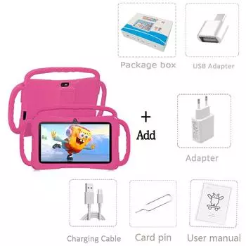 2024 Новый детский планшет K4 BDF, 7 дюймов, Android 9.0, 32 ГБ ПЗУ, 5G, Wi-Fi, 4000 мАч Standard and accessories розовый