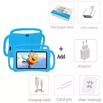 2024 Новый детский планшет K4 BDF, 7 дюймов, Android 9.0, 32 ГБ ПЗУ, 5G, Wi-Fi, 4000 мАч Standard and accessories синий