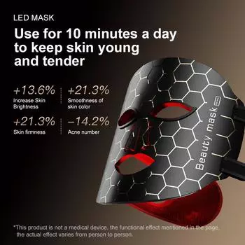 2024 Новый домашний инструмент для смягчения фотонов, красный и синий светильник, силиконовая маска, косметический инструмент чёрный