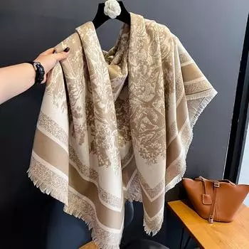 2024 Новый европейский и американский принтованный новый стиль Sen осень и зима большой квадратный шарф для женщин 132x134cm