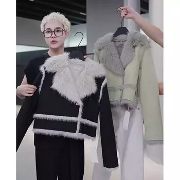 2024 новый французский маленький ароматный ветер маленький мех интегрированное пальто женское осень и зима искусственный мех Европа и Соединенные Штаты S 90-105