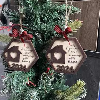 2024 Новый Год Новое Новое Подвесное Украшение Новое Начало Воспоминаний Домашнее Ремесло Из Натурального Твердого Дерева Hexagon
