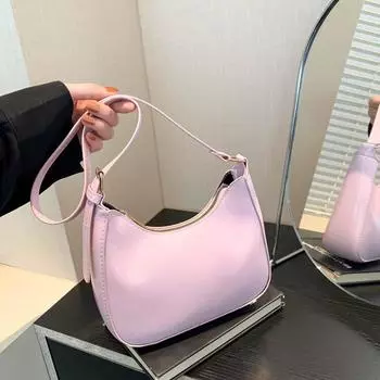 2024 Новый гонконгский стиль ретро модная сумка сумка иностранный стиль текстура мода одно плечо подмышки полумесяц сумка чёрный