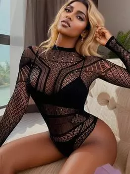 2024 Новый горячий сексуальный сетчатый боди женские колготки нижнее белье прозрачный ажурный комбинезон сексуальная одежда для девочек эротическое ночное белье XXS