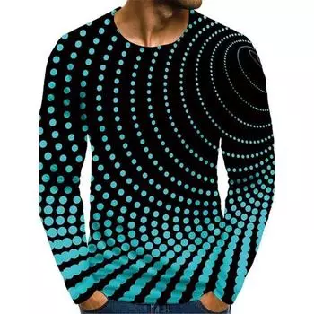 2024 Новый хип-хоп мужской 3D-принт с длинными рукавами повседневный пуловер модная беговая спортивная футболка S