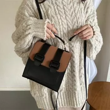 2024 новый иностранный стиль популярный женский небольшой рюкзак для отдыха и путешествий сумка через плечо ретро контрастная сумка-мессенджер чёрный