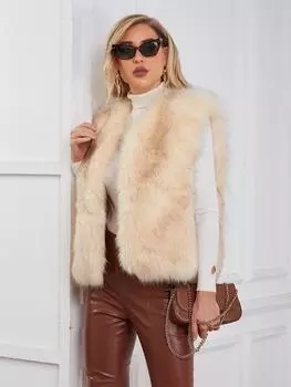 2024 новый искусственный мех пальто женский короткий маленький жилет толстое женское пальто S