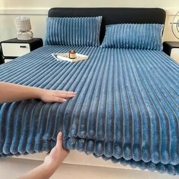 2024 новый класс А 310 г кроличья шерсть, наматрасник, утолщенный теплый осенне-зимний бархатный защитный чехол для матраса 150x200cm 1pc