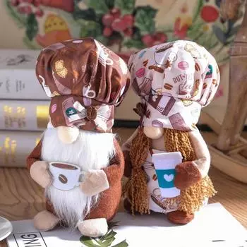 2024 Новый кофейный гном, украшение для кофейного бара, шеф-повар, гном, шведский томте, скандинавские фигурки, плюшевые фигурки для фермерского дома, домашний декор