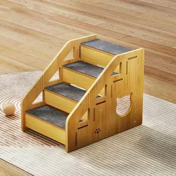 2024 Новый кошачий шаг Счет-фактура OK Собачья лестница Щенок Котенок Склонная лестница для домашних животных Кошачья лестница Лестницы для домашних животных Стильные выдвижные ступеньки для дивана для домашних животных жёлтый