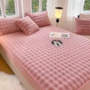 2024 Новый Кролик А-класса Плюшевая простыня Кристалл Плюшевый Матрас Защитный Чехол Молочный Плюшевый Матрас Чехол Plush Pillowcase