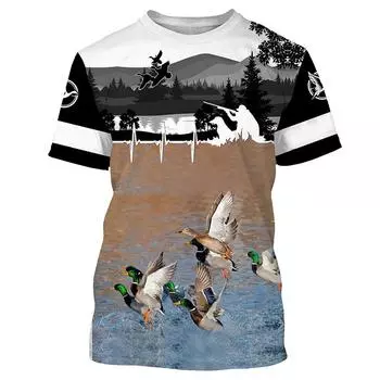 2024 новый летний камуфляж охотничий 3D модный принт с изображением животных футболка повседневная мужская одежда топ футболка с коротким рукавом S
