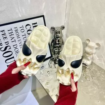 Тапочки с элегантным скелетным дизайном | Летние повседневные дышащие удобные | Выбор модных тенденций Европы 36-37 белый