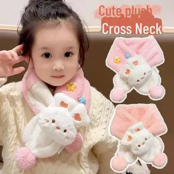 2024 Новый милый шарф с мультяшным кроликом: Теплые, ветрозащитные для мальчиков и девочек Strawberry розовый