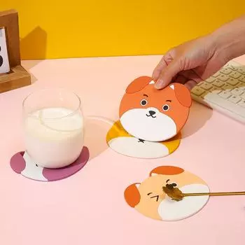 2024 Новый милый силиконовый подстаканник в виде мультяшного щенка, нескользящий, противоожоговый, подстаканник с теплоизоляцией и высокой температурой чёрный