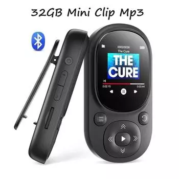 2024 Новый мини-MP3-плеер с клипсой, портативный спортивный музыкальный плеер HiFi Lossless Music MP3 с Bluetooth, FM-радио, записью A чёрный