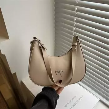 2024 новый модный нишевый дизайн, простой французский нишевый дизайн, сумка на одно плечо подмышкой, женская красивая сумка на одно плечо в форме полумесяца чёрный