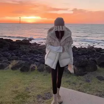 2024 новый модный пуховый жилет зимняя женская одежда 90 белый утиный пуховый жилет благородный и высококачественный S чёрный