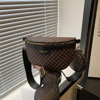 2024 Новый модный тренд Поясная сумка Повседневная модная нагрудная сумка Повседневная ретро сумка через плечо Корейская сумка через плечо Женская сумка чёрный