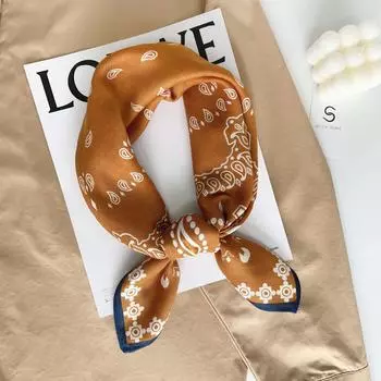 2024 Новый модный универсальный шелковый шарф 68 см с принтом солнцезащитный декоративный маленький квадратный шарф бархатная текстура шарф 68*68cm