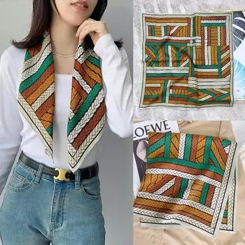2024 Новый модный универсальный шелковый шарф 68 см с принтом солнцезащитный декоративный маленький квадратный шарф бархатная текстура шарф 68*68cm
