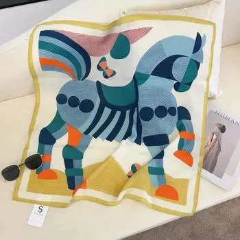 2024 Новый модный универсальный шелковый шарф 68 см с принтом солнцезащитный декоративный маленький квадратный шарф бархатная текстура шарф 68*68cm