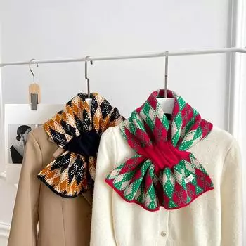 2024 Новый модный вязаный шарф, зимний теплый однотонный шарф в рождественском стиле, мягкий утолщенный женский шарф чёрный/кофейный