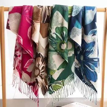 2024 Новый мягкий и теплый искусственный кашемировый шарф с кисточками в европейском и американском стиле, высококачественный женский шарф и шаль 70*172+2*10cm