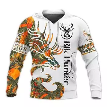 2024 Новый мужской 3D-принтованный модный свитер с капюшоном и карманом в виде оленя, осенний повседневный свободный свитер с длинным рукавом и капюшоном S