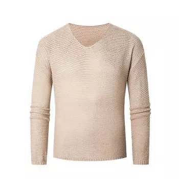 2024 Новый мужской модный бренд V-образный вырез Повседневный вязаный пуловер Нижняя часть Slim Fit свитер Muscle Brothers Длинный рукав свитер для мужчин XXXL небесно-голубой