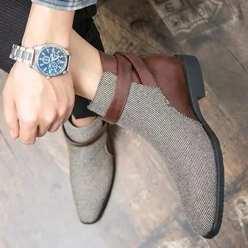 2024 Новый мужской модный тренд, обувь для отдыха на природе, удобные нескользящие прочные универсальные ботинки челси с плоской подошвой 38 бежевый