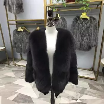 2024 новый натуральный мех мех интегрированный иностранный газовый плащ, шуба из лисы M