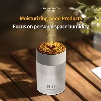 2024 Новый небольшой увлажнитель воздуха на основе вулканической лавы, автомобильный освежитель воздуха, диффузор эфирного масла с красочными ночными огнями для домашнего офиса белый